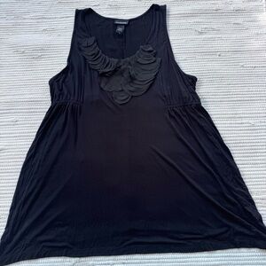 Lane Bryant Black Ruffled Sleeveless Tank Top